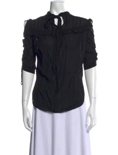 Pre-owned Veronica Beard Tie Neck Three-quarter Sleeve Blouse In Black