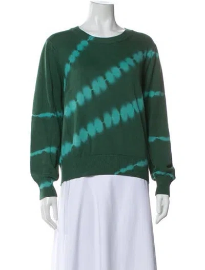 Pre-owned Veronica Beard Tie-dye Print Crew Neck Sweatshirt In Green