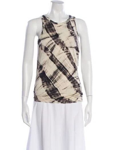 Pre-owned Veronica Beard Tie-dye Print Crew Neck Top In White