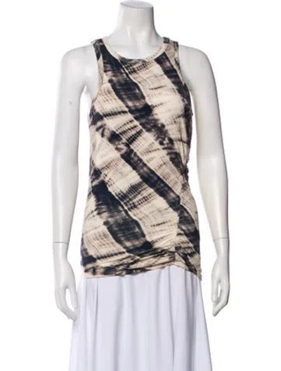 Pre-owned Veronica Beard Tie-dye Print Crew Neck Top In White