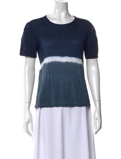 Pre-owned Veronica Beard Tie-dye Print Crew Neck T-shirt In Blue