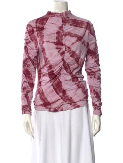 Pre-owned Veronica Beard Tie-dye Print Mock Neck Blouse In Pink