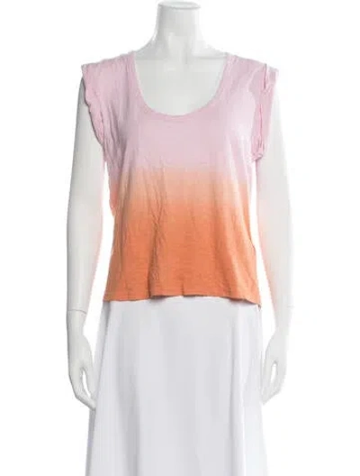 Pre-owned Veronica Beard Tie-dye Print Scoop Neck T-shirt In Orange