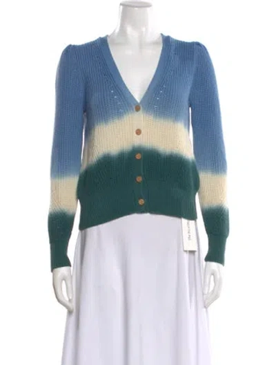 Pre-owned Veronica Beard Tie-dye Print V-neck Sweater In Blue