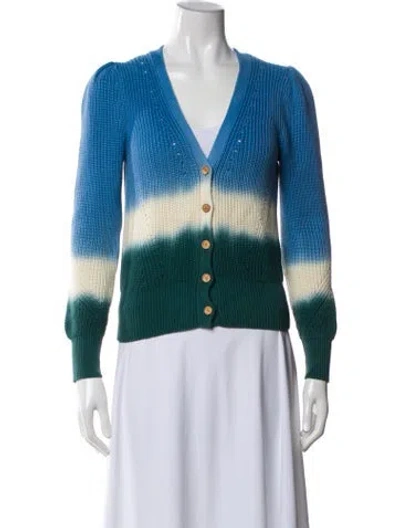 Pre-owned Veronica Beard Tie-dye Print V-neck Sweater In Blue