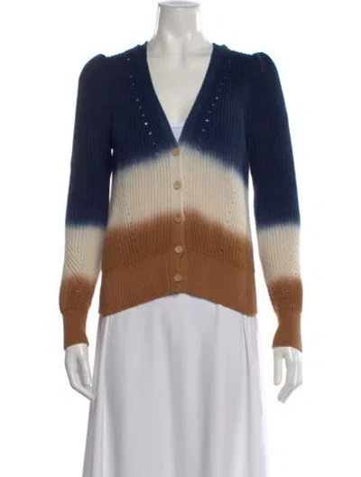 Pre-owned Veronica Beard Tie-dye Print V-neck Sweater In Blue