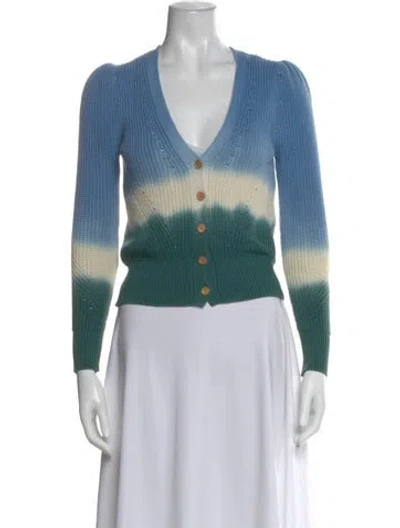 Pre-owned Veronica Beard Tie-dye Print V-neck Sweater In Blue
