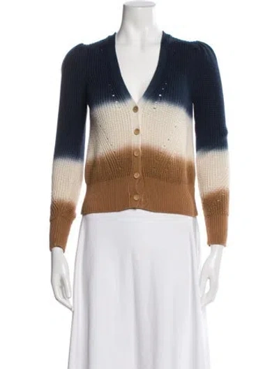 Pre-owned Veronica Beard Tie-dye Print V-neck Sweater In Blue
