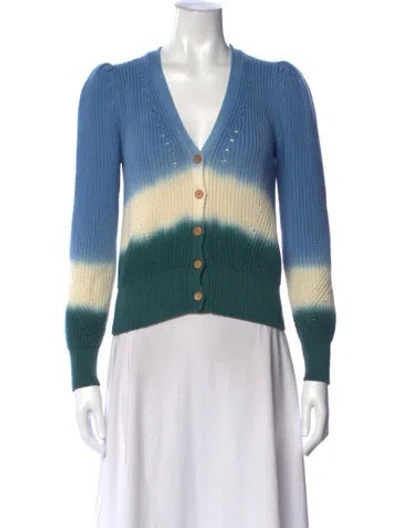 Pre-owned Veronica Beard Tie-dye Print V-neck Sweater In Blue