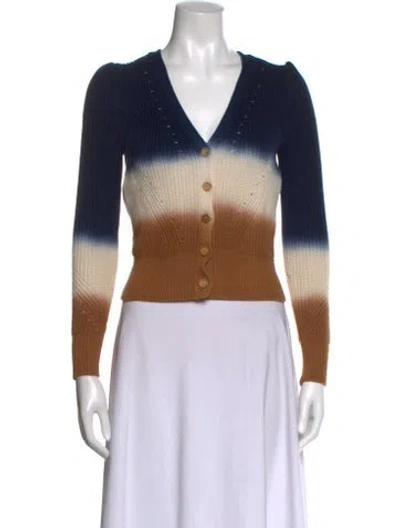 Pre-owned Veronica Beard Tie-dye Print V-neck Sweater In Blue