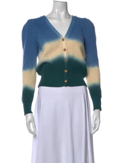 Pre-owned Veronica Beard Tie-dye Print V-neck Sweater In Blue