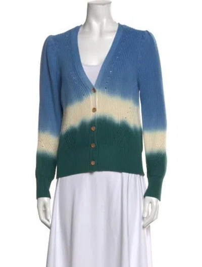 Pre-owned Veronica Beard Tie-dye Print V-neck Sweater In Blue