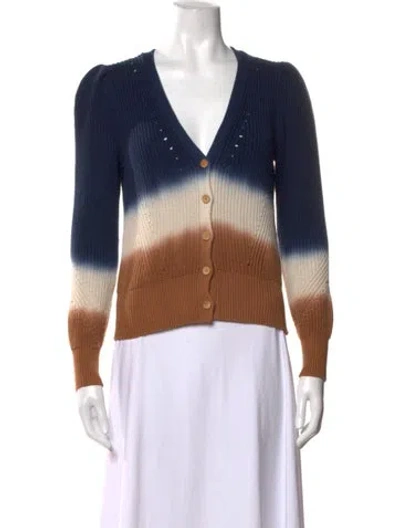 Pre-owned Veronica Beard Tie-dye Print V-neck Sweater In Blue