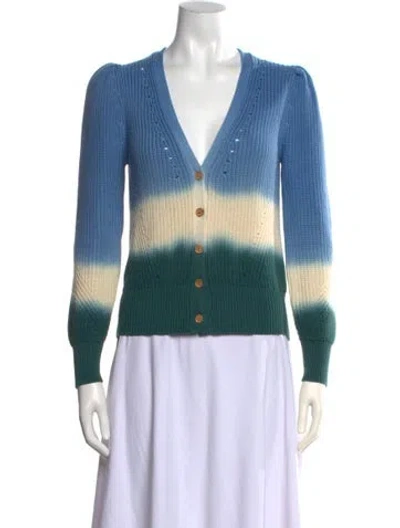 Pre-owned Veronica Beard Tie-dye Print V-neck Sweater In Blue