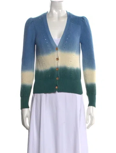 Pre-owned Veronica Beard Tie-dye Print V-neck Sweater In Blue