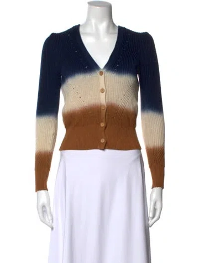 Pre-owned Veronica Beard Tie-dye Print V-neck Sweater In Blue