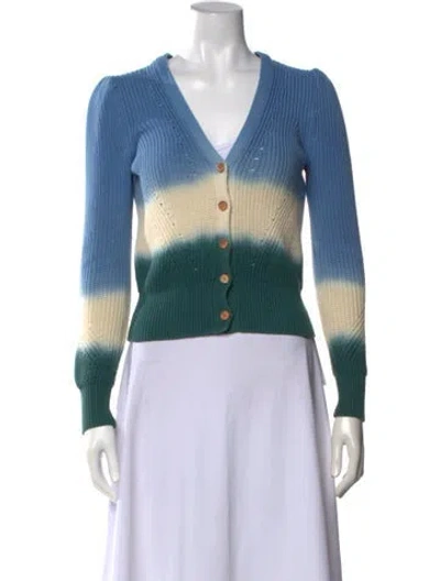 Pre-owned Veronica Beard Tie-dye Print V-neck Sweater In Blue