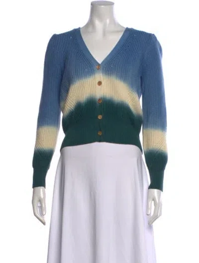 Pre-owned Veronica Beard Tie-dye Print V-neck Sweater In Blue