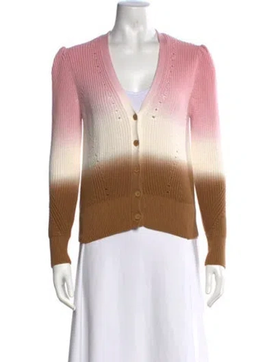 Pre-owned Veronica Beard Tie-dye Print V-neck Sweater In Pink