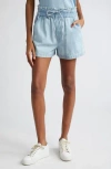 Veronica Beard Tijana Drawstring Waist Chambray Shorts In Sky