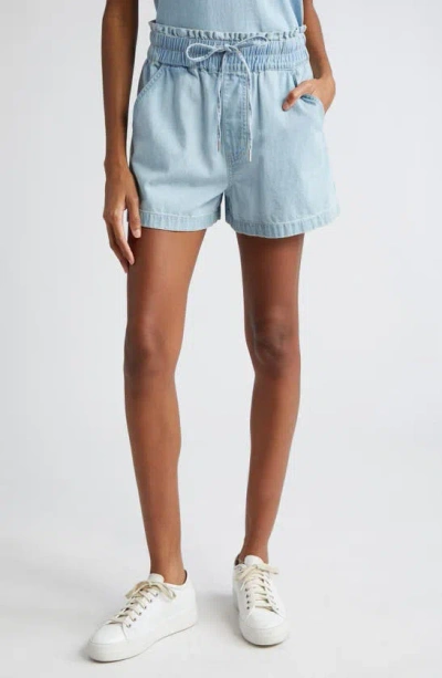 Veronica Beard Tijana Drawstring Waist Chambray Shorts In Sky