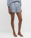 Veronica Beard Tijuana Striped Cotton-blend Seersucker Shorts In Bluewhite Stripe