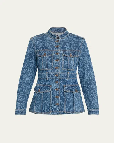 Veronica Beard Tika Denim Jacket In Atlantic Paisley