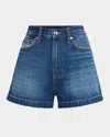 Veronica Beard Timmi High-rise Denim Shorts In Calypso Blue