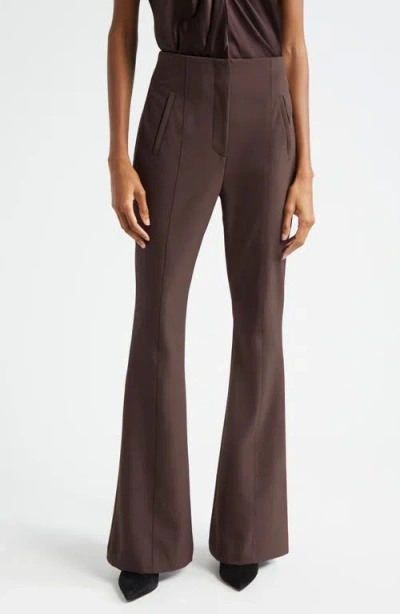 Veronica Beard Tindaya Pintuck Pleat Flare Leg Pants In Dark Chocolate