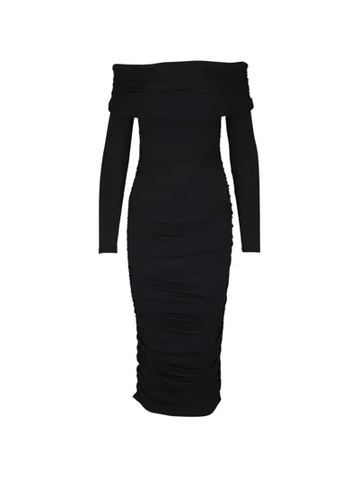 Veronica Beard Tinette Off-shoulder Midi Dress In Black