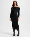 Veronica Beard Tinette Off-the-shoulder Midi Dress In Black