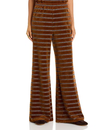 Veronica Beard Tobias Cotton Blend Plush Flare Pants In Brown