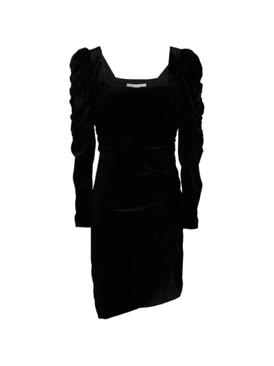Veronica Beard Toki Ruched Velvet Mini Dress In Black