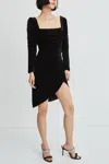 Veronica Beard Toki Asymmetric Ruched Velvet Dress In Black
