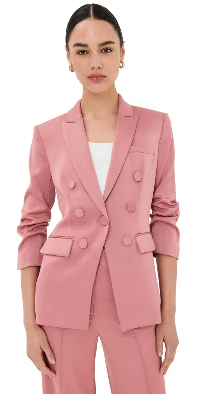 Veronica Beard Tom Dickey Double-breasted Ruched Satin-crepe Blazer In Antique Rose