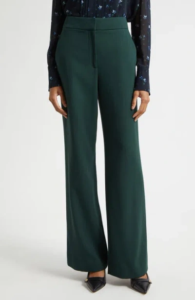 Veronica Beard Tonelli High Waist Straight Leg Pants In Green