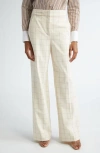 Veronica Beard Tonelli Windowpane Plaid Linen & Cotton Pants In Ecru/ Ochre