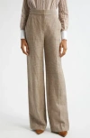 Veronica Beard Tonelli Windowpane Plaid Linen & Cotton Pants In Ecru/ochre
