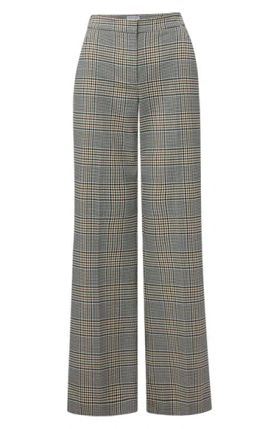 Veronica Beard Tonellli Check Pants In Ecru Green Multi