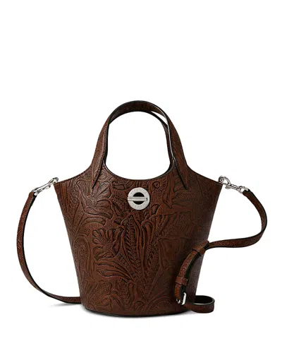 Veronica Beard Tooled Anchor Leather Crossbody In Black