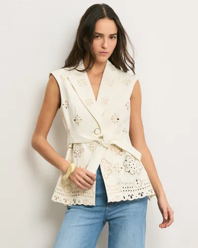 Veronica Beard Townes Eyelet Vest In Gray