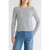 Veronica Beard Travis Ruched Striped Slub Pima Cotton-jersey Top In Blue