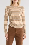 Veronica Beard Travis Striped Ruched Top In Neutral