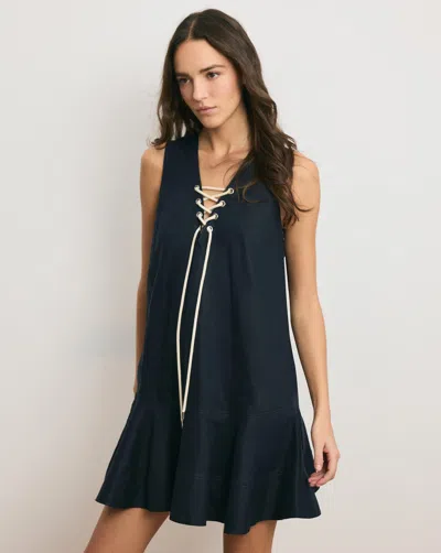 Veronica Beard Treena Linen Mini Dress In Blue