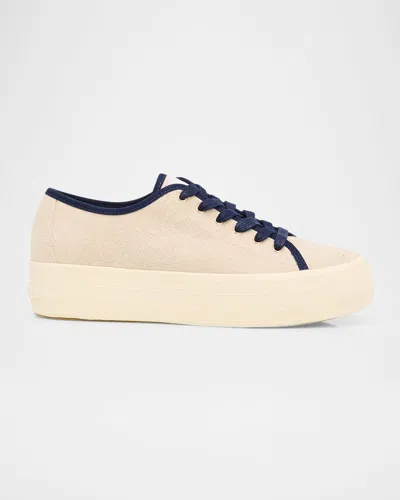 Veronica Beard Truett Platform Canvas Sneakers In Neutral
