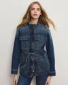 Veronica Beard Truman Drawstring Pocket Demin Jacket In Blue