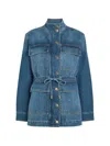Veronica Beard Truman Drawstring Pocket Demin Jacket In Blue