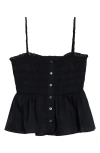 Veronica Beard Tullia Shirred Tiered Cotton-poplin Top In Black
