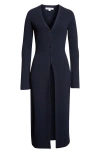 Veronica Beard Tulsi Longline Rib Cardigan In Blue