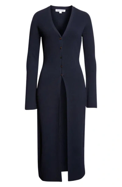 Veronica Beard Tulsi Longline Rib Cardigan In Blue